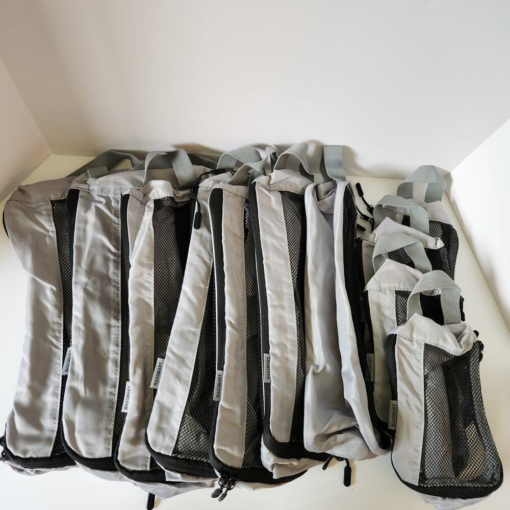 Bagsmart Travel Packing Cubes Set Gray Silver Mesh Luggage Organizer Bags x11